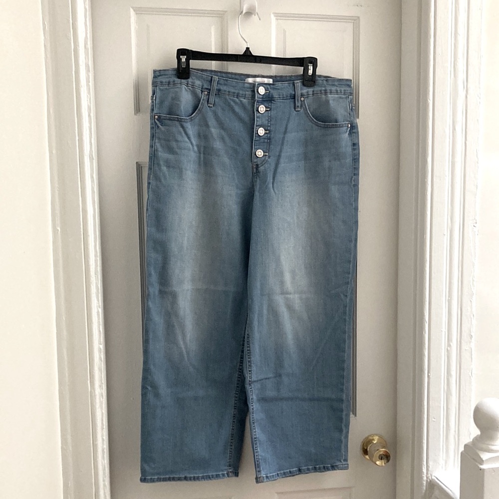 SkinnyGirl Jeans Button Fly Wide Leg Crop Denim Pants